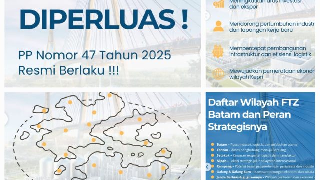 Batam Perkuat Posisi Kawasan Strategis, FTZ Kini Mencakup 22 Pulau, Sesuai PP 47 Tahun 2025
